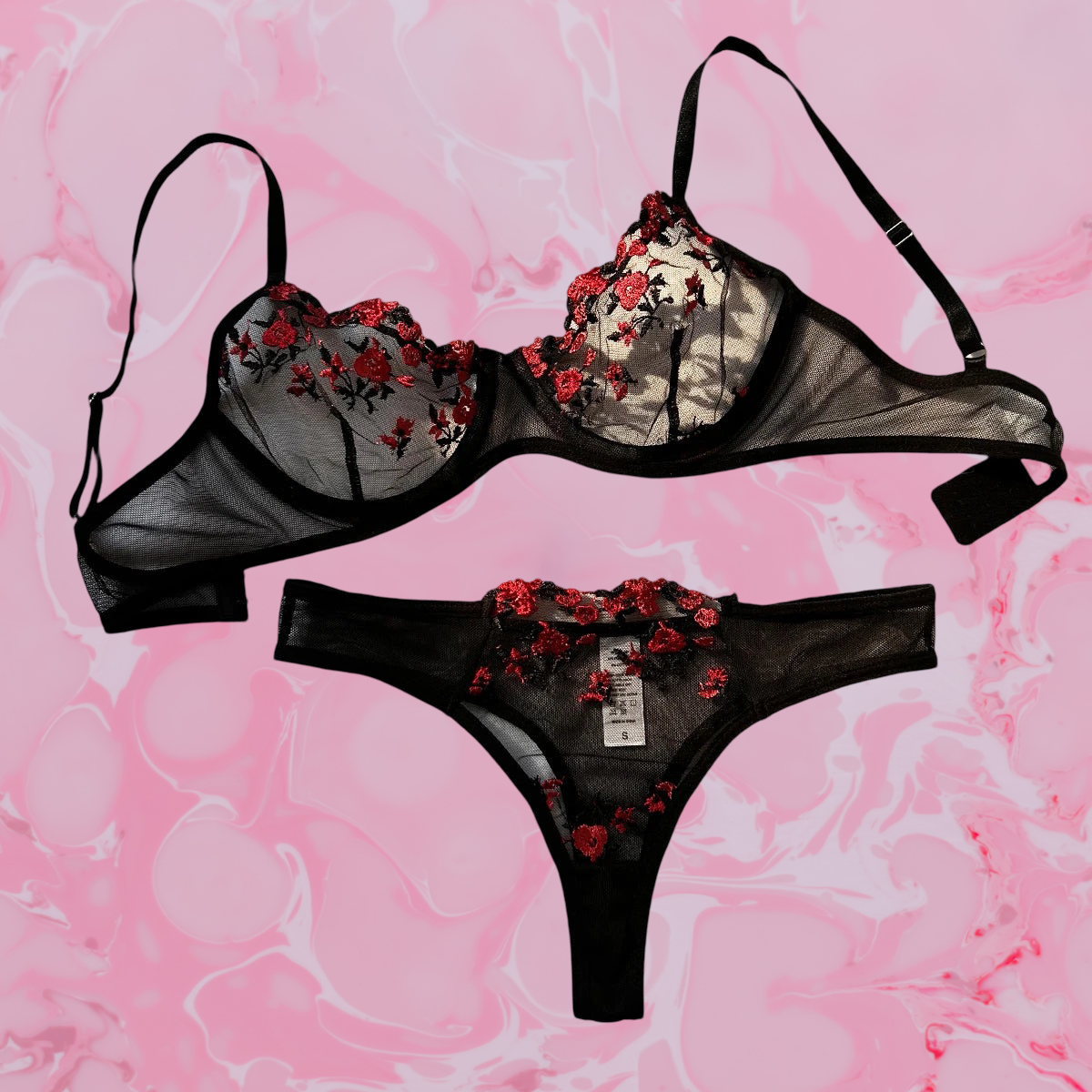 Midnight Roses Lingerie Set